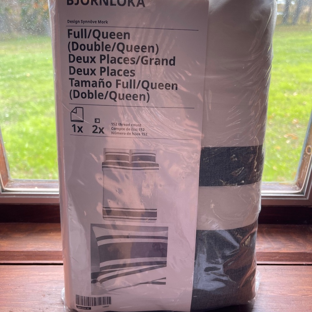 Full/Queen IKEA Duvet Cover Gray stripe